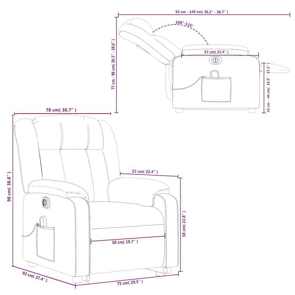 vidaXL Electric Stand up Massage Recliner Chair Light Grey Fabric