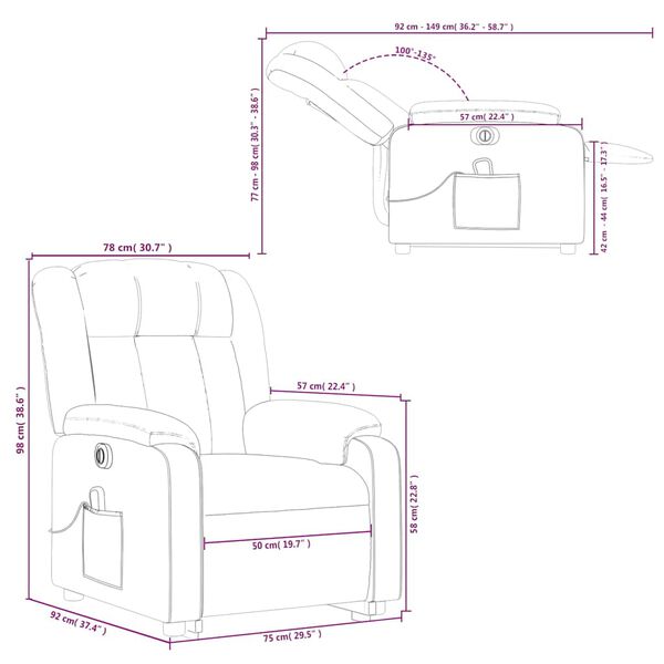 vidaXL Electric Stand up Massage Recliner Chair Light Grey Fabric