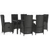 vidaXL 7 Piece Garden Dining Set with Cushions Black Poly Rattan