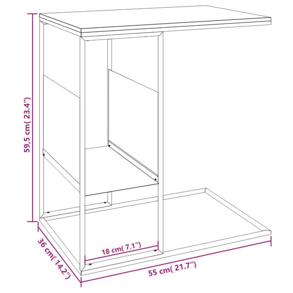 vidaXL Side Table White 55x36x59.5 cm Engineered Wood