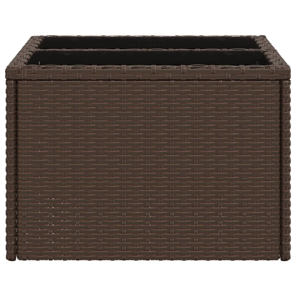vidaXL Garden Table with Glass Top Brown 55x55x37 cm Poly Rattan