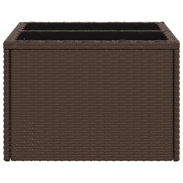 vidaXL Garden Table with Glass Top Brown 55x55x37 cm Poly Rattan