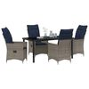 vidaXL Table and Chair Set with Cushion 5 pcs Grey PE Rattan
