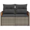 vidaXL Garden Sofa with Cushions 2-Seater Grey Poly Rattan
