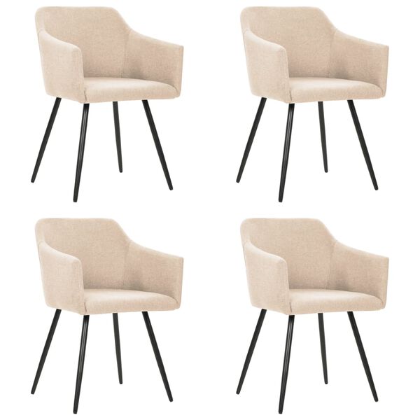 vidaXL Dining Chairs 4 pcs Cream Fabric