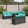 vidaXL Garden Sofa Set with Cushion 9 pcs Black Poly rattan