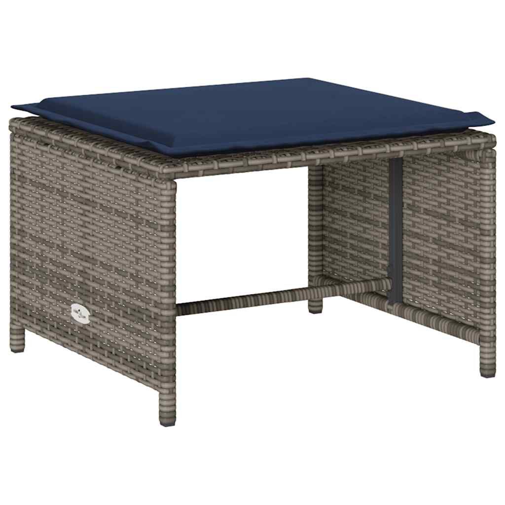 vidaXL 5 Piece Garden Sofa Set with Cushions Stackable Grey Poly Rattan