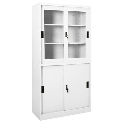 vidaXL Office Cabinet with Sliding Door White 90x40x180 cm Steel