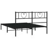 vidaXL Metal Bed Frame without Mattress with Headboard Black 135x190cm