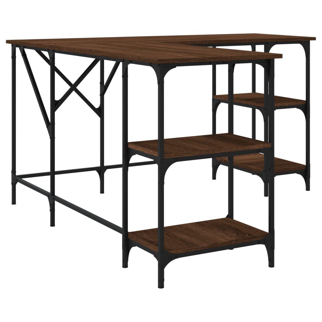 vidaXL Desk Brown Oak 139x139x75 cm Engineered Wood