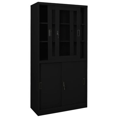 vidaXL Office Cabinet with Sliding Door Black 90x40x180 cm Steel