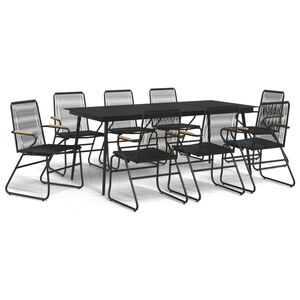 vidaXL 9 Piece Garden Dining Set Black PVC Rattan