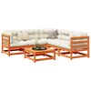 vidaXL 6 Piece Garden Sofa Set with Cushions Wax Brown Solid Wood Pine
