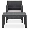 vidaXL 2 Piece Garden Lounge Set with Cushion Rattan Anthracite