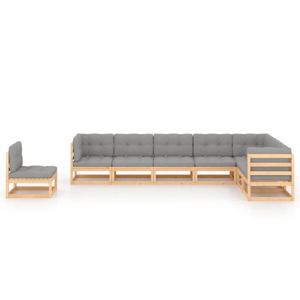 vidaXL 8 Piece Garden Lounge Set with Cushions Solid Pinewood