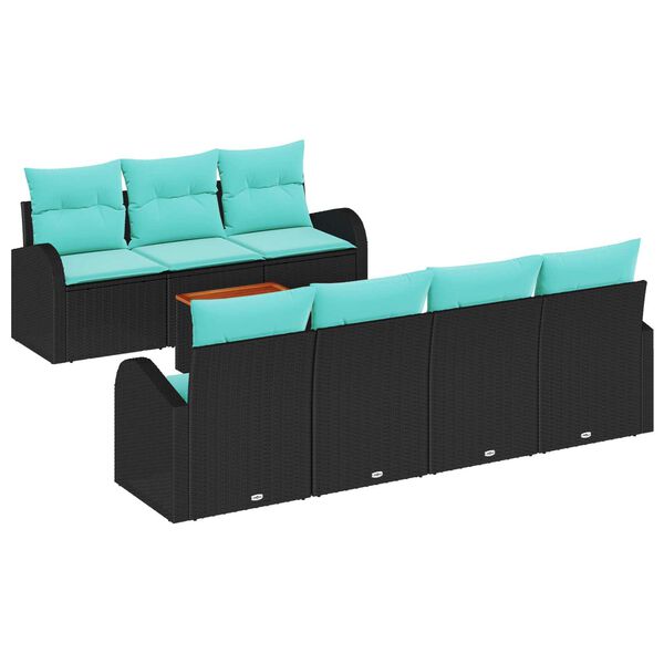 vidaXL Garden Sofa Set 8 pcs Black, turquoise