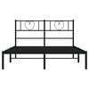 vidaXL Metal Bed Frame without Mattress with Headboard Black 150x200cm
