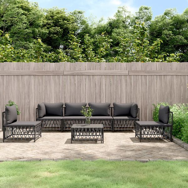 vidaXL 7 Piece Garden Lounge Set with Cushions Anthracite Steel