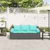 vidaXL Garden Sofa with Cushions 3-Seater Black Poly Rattan