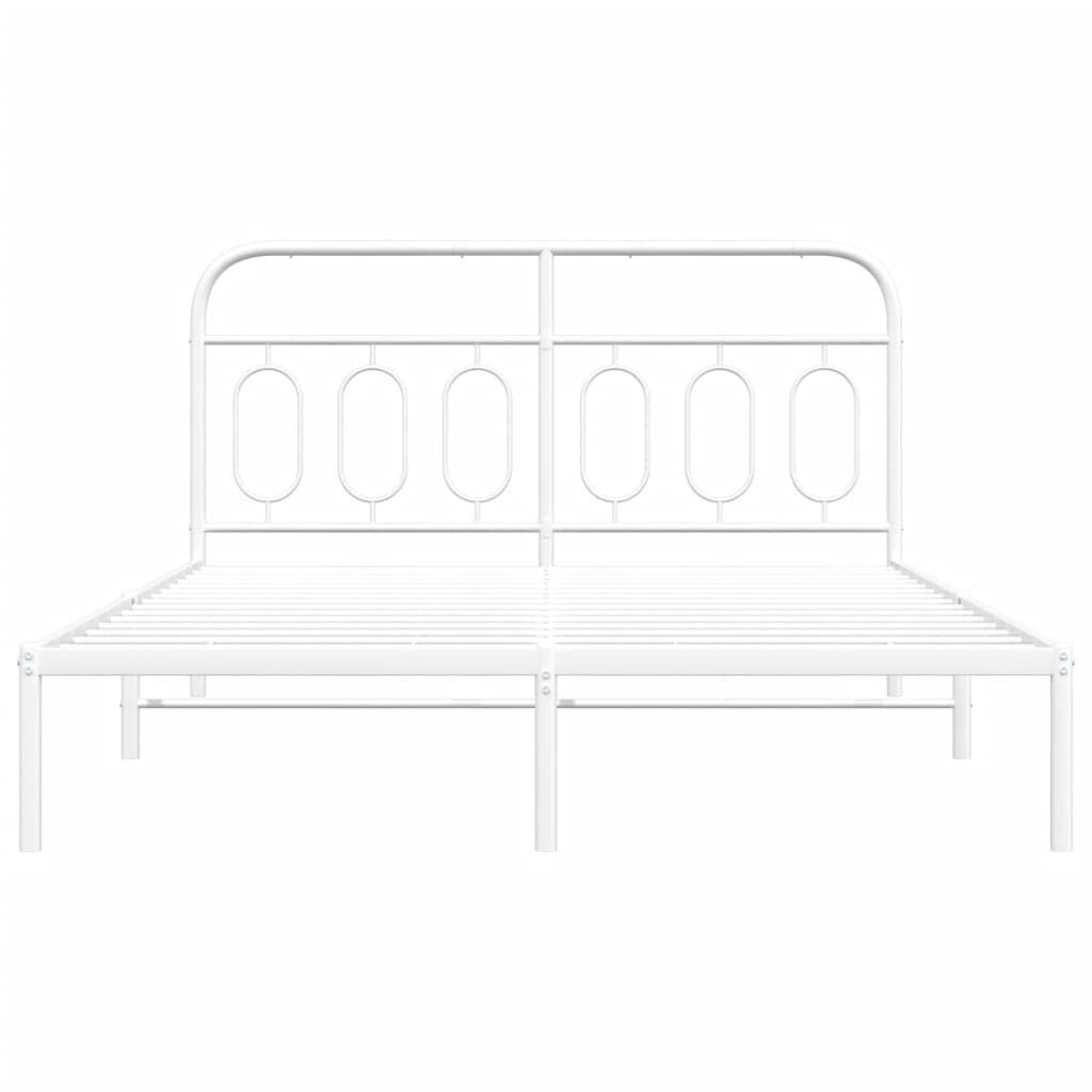 vidaXL Metal Bed Frame without Mattress with Headboard White 150x200cm