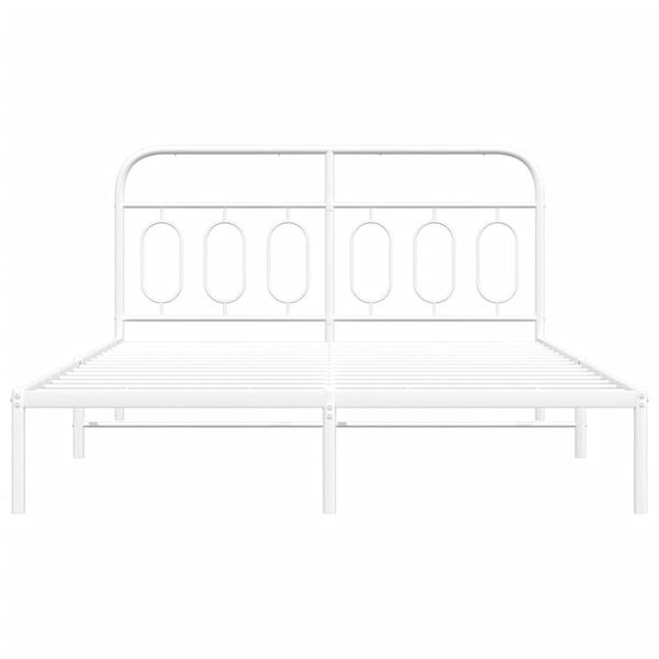 vidaXL Metal Bed Frame without Mattress with Headboard White 150x200cm