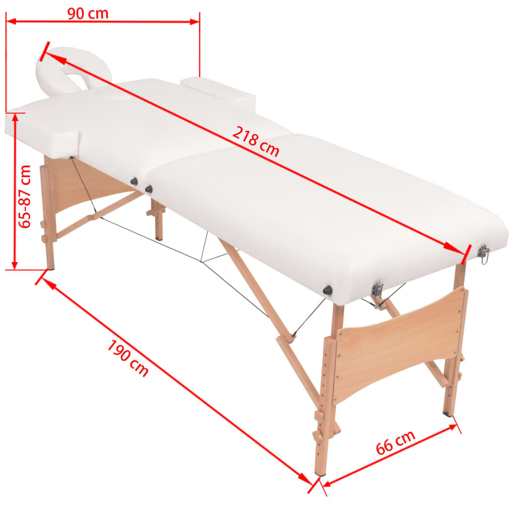 vidaXL 2-Zone Folding Massage Table and Stool Set 10 cm Thick White