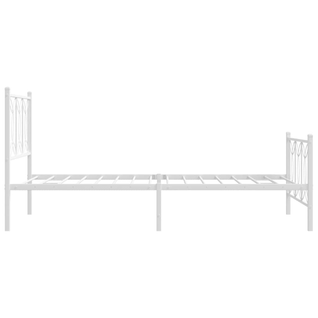vidaXL Metal Bed Frame without Mattress with Footboard White 100x200cm