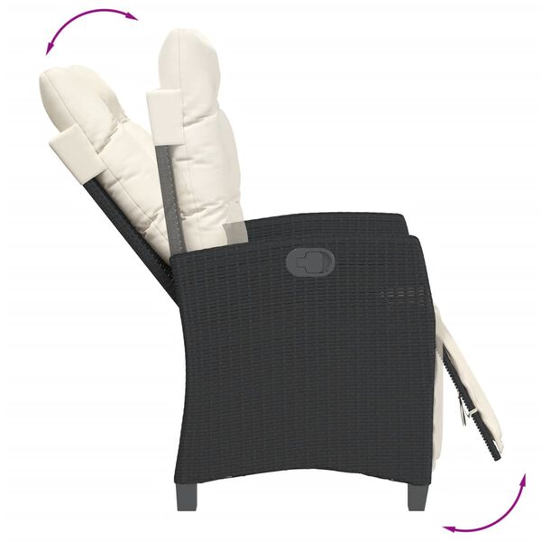 vidaXL Reclining Garden Chair with Footrest Black Poly Rattan