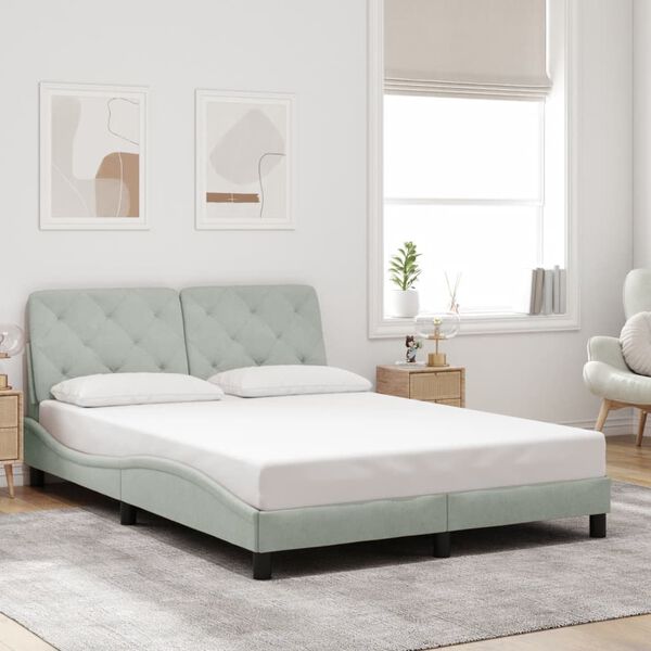vidaXL Bed Frame without Mattress Light Grey 137x190 cm Velvet