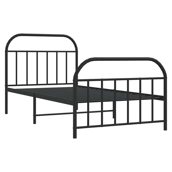 vidaXL Metal Bed Frame without Mattress with Footboard Black 100x190cm