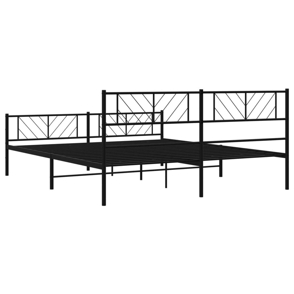 vidaXL Metal Bed Frame without Mattress with Footboard Black 183x213cm