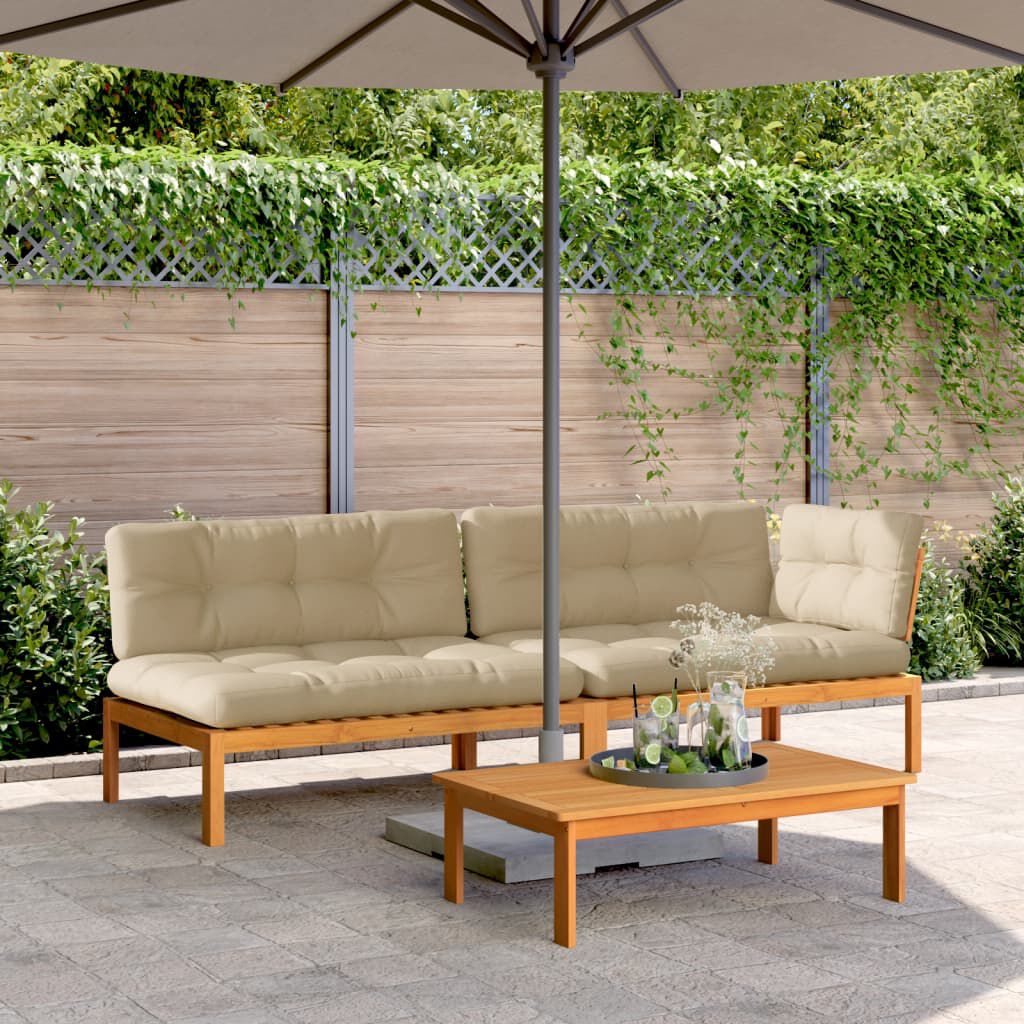 vidaXL 3 Piece Garden Pallet Sofa Set with Cushions Solid Wood Acacia