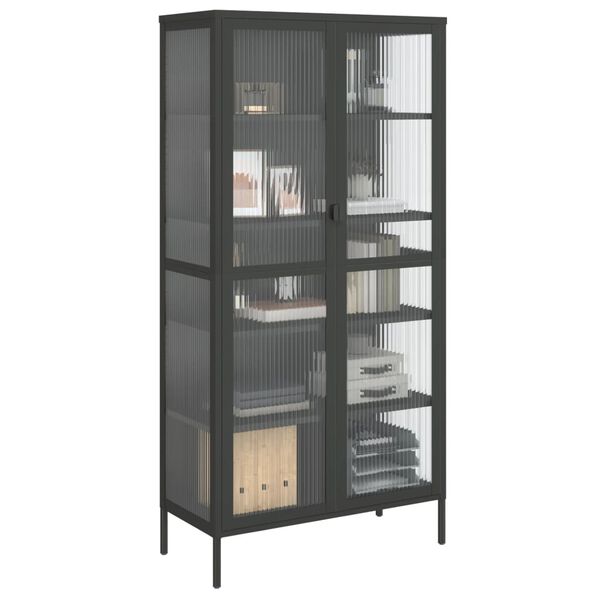 vidaXL Highboard Black 85x40x180 cm Glass and Steel