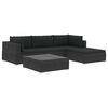 vidaXL 5 Piece Garden Lounge Set with Cushions Poly Rattan Black