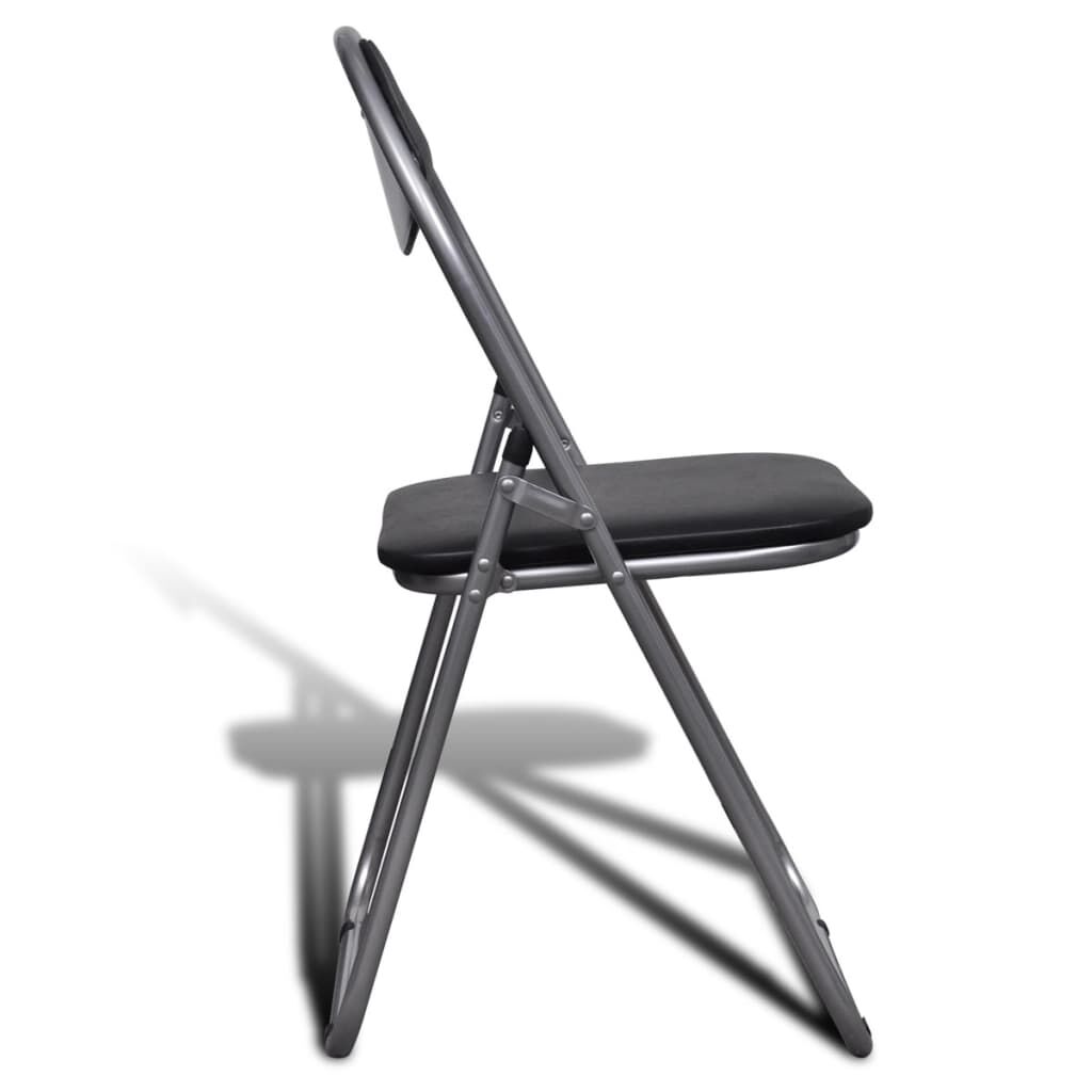 vidaXL Folding Dining Chairs 6 pcs Black Faux Leather and Steel