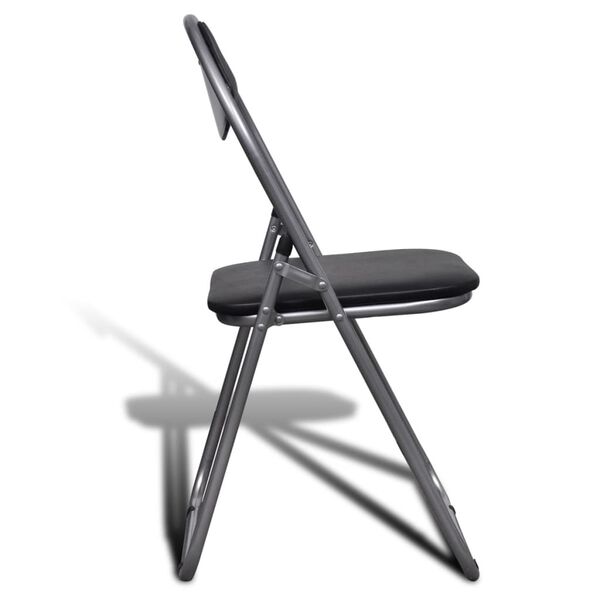 vidaXL Folding Dining Chairs 6 pcs Black Faux Leather and Steel