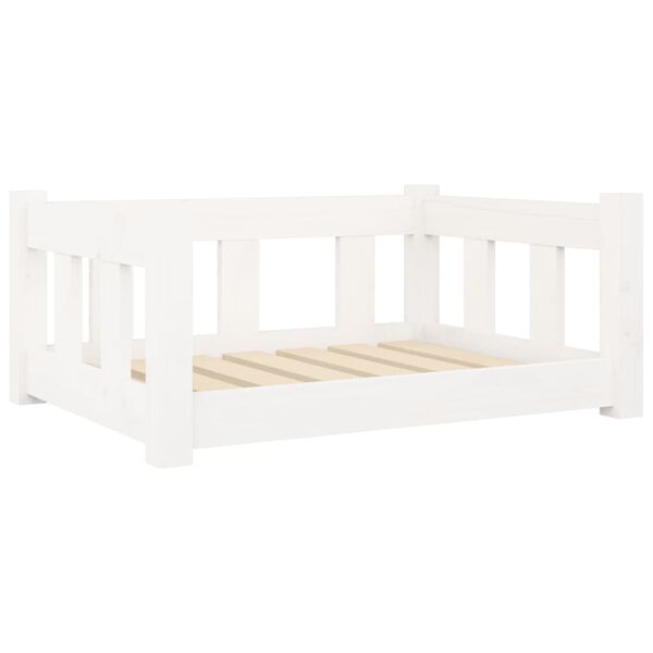 vidaXL Dog Bed White 65.5x50.5x28 cm Solid Wood Pine