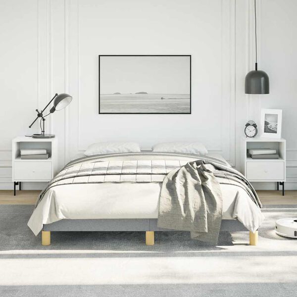 vidaXL Bed Frame without Mattress Light Grey 137x190 cm Full Fabric