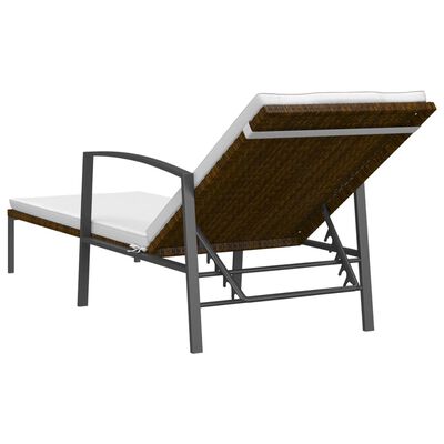 vidaXL Garden Sun Lounger with Cushion Poly Rattan Brown