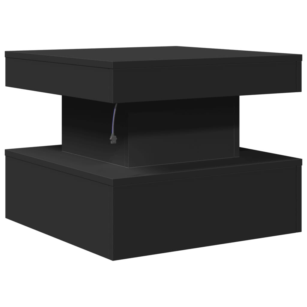 vidaXL Coffee Table with LED Lights Black 50x50x40 cm