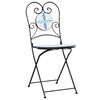 vidaXL Bistro Chairs Foldable 2 pcs Blue and White Ceramic