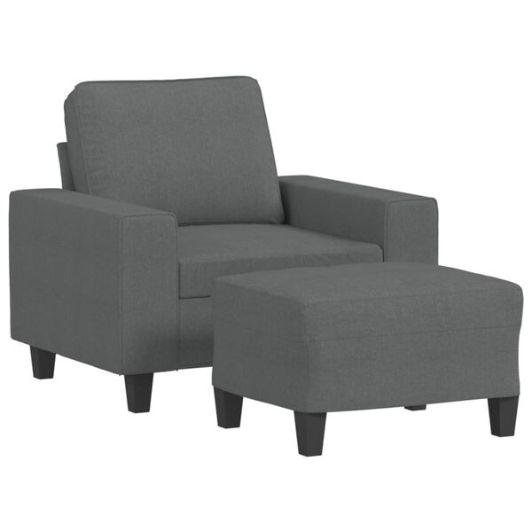 vidaXL Sofa Chair with Footstool Dark Grey 60 cm Fabric