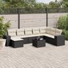 vidaXL 9 Piece Garden Sofa Set with Cushions Black Poly Rattan