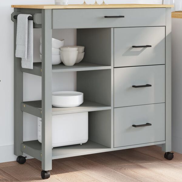 vidaXL Kitchen Trolley MONZA 84x40x90 cm Solid Wood Pine