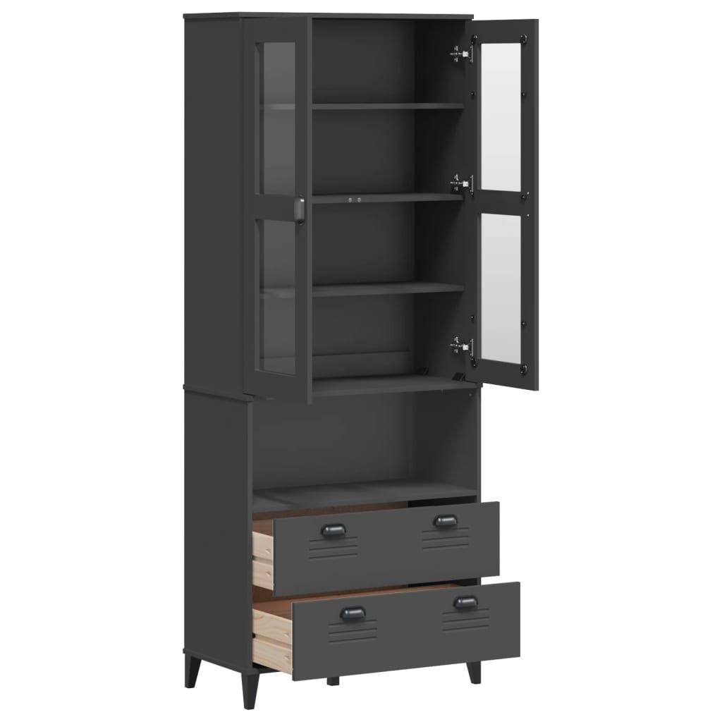 vidaXL Highboard VIKEN Anthracite Grey 80x40x200 cm Solid Wood Pine