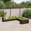 vidaXL 10 Piece Garden Sofa Set with Cushions Brown Poly Rattan