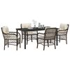 vidaXL Garden Dining Set with Cushion 5 pcs Brown Poly Rattan