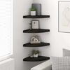 vidaXL Floating Corner Shelves 4 pcs Black 35x35x3.8 cm MDF