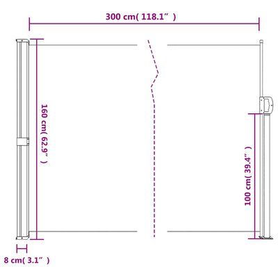vidaXL Retractable Side Awning Anthracite 160x300 cm