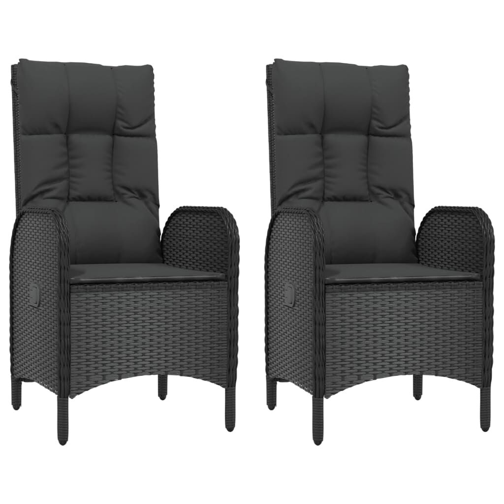 vidaXL 5 Piece Garden Dining Set with Cushions Black Poly Rattan